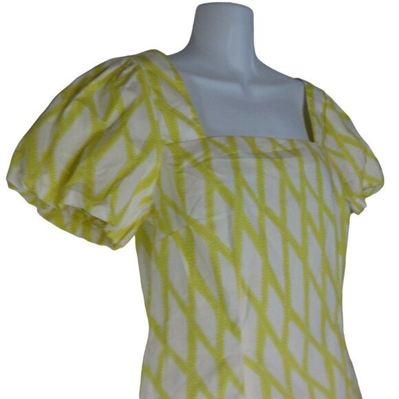 Tex By Max Azria Yellow White Cotton Dress Small Lattice Design - Picture 4 of 9